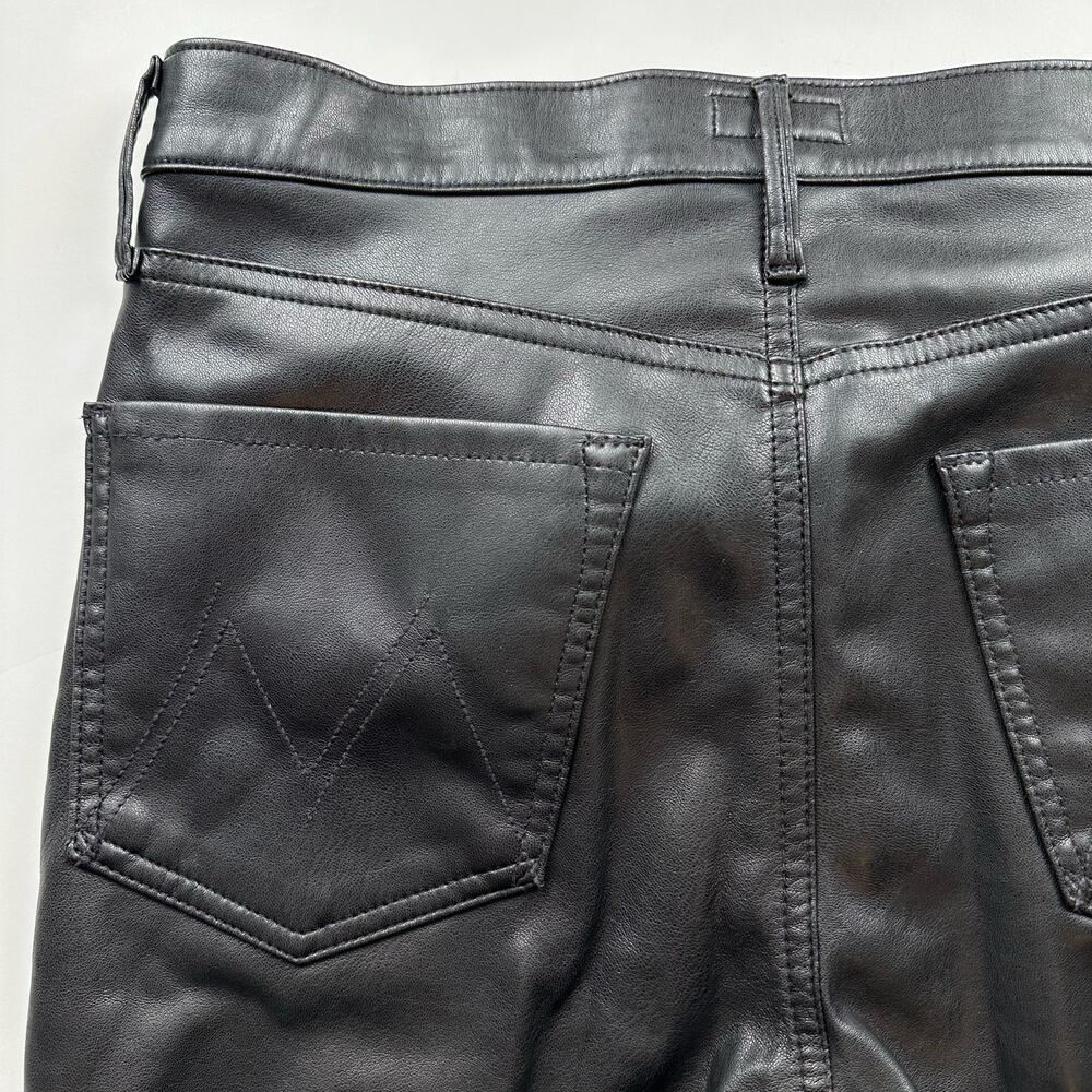 Mother The Dazzler Skimp Faux Leather Vegan Pants Black High Rise Slim Leg 30 - Picture 10 of 13